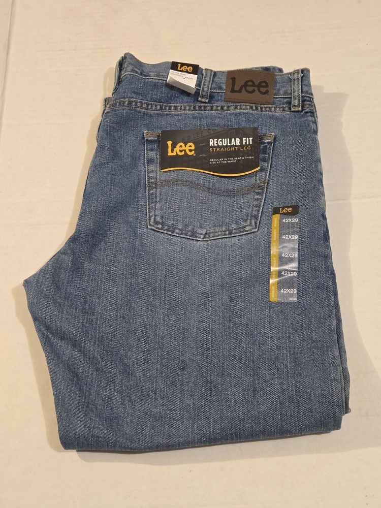 Lee Mens Regular Fit Straight Leg Jeans Size 42x29 New With Tags