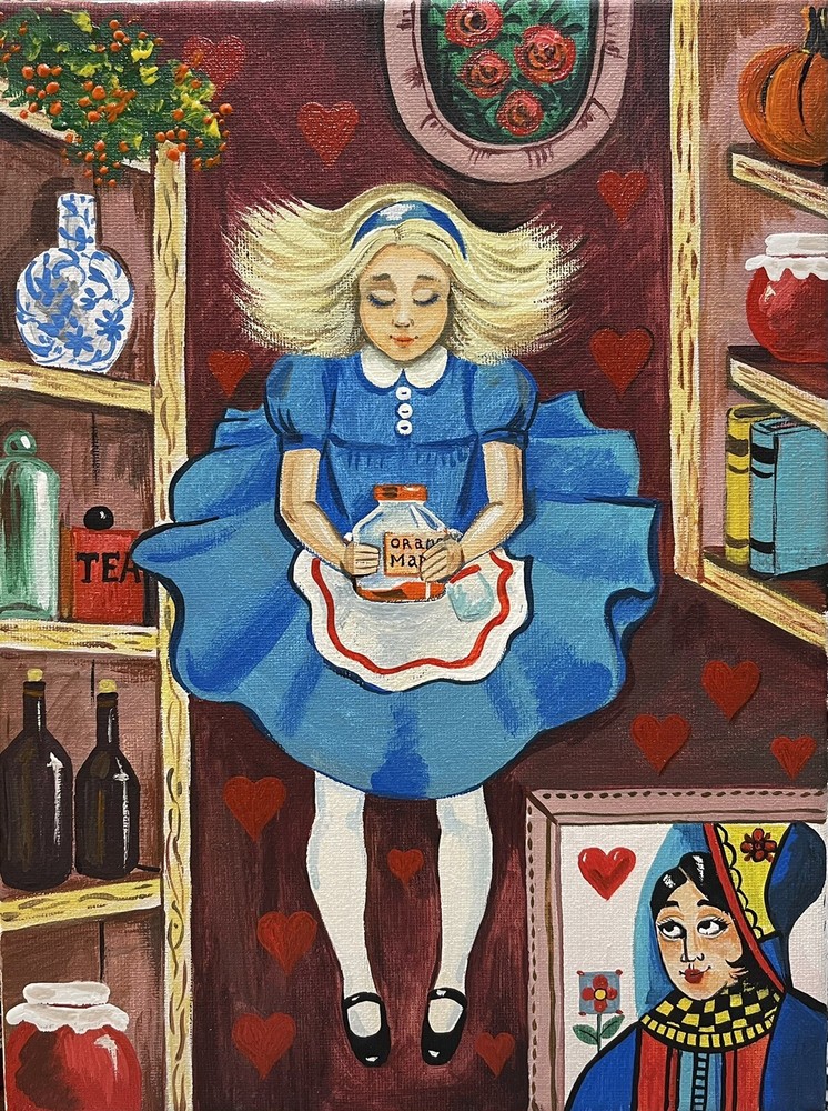 1.5x2 Miniature Alice in Wonderland Painting Print for 1:12 Scale Dollhouse