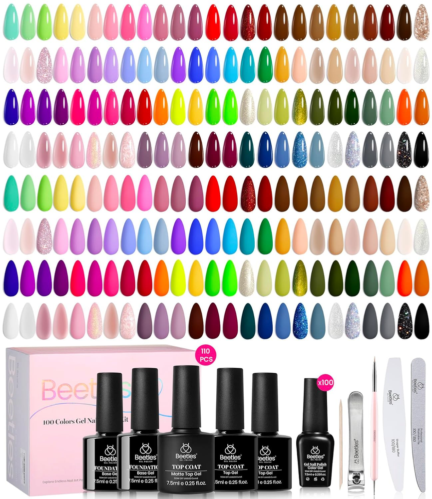 Beetles 110 PCS Gel Nail Polish Set, 100 Colors Infinite Inspiration All Season
