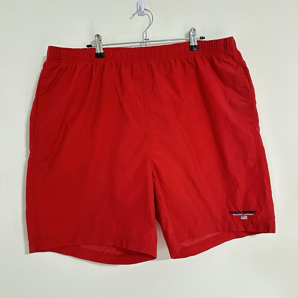 Ralph Lauren Polo Sport Outdoor Shorts Nylon Swim Wear Red Size XL
