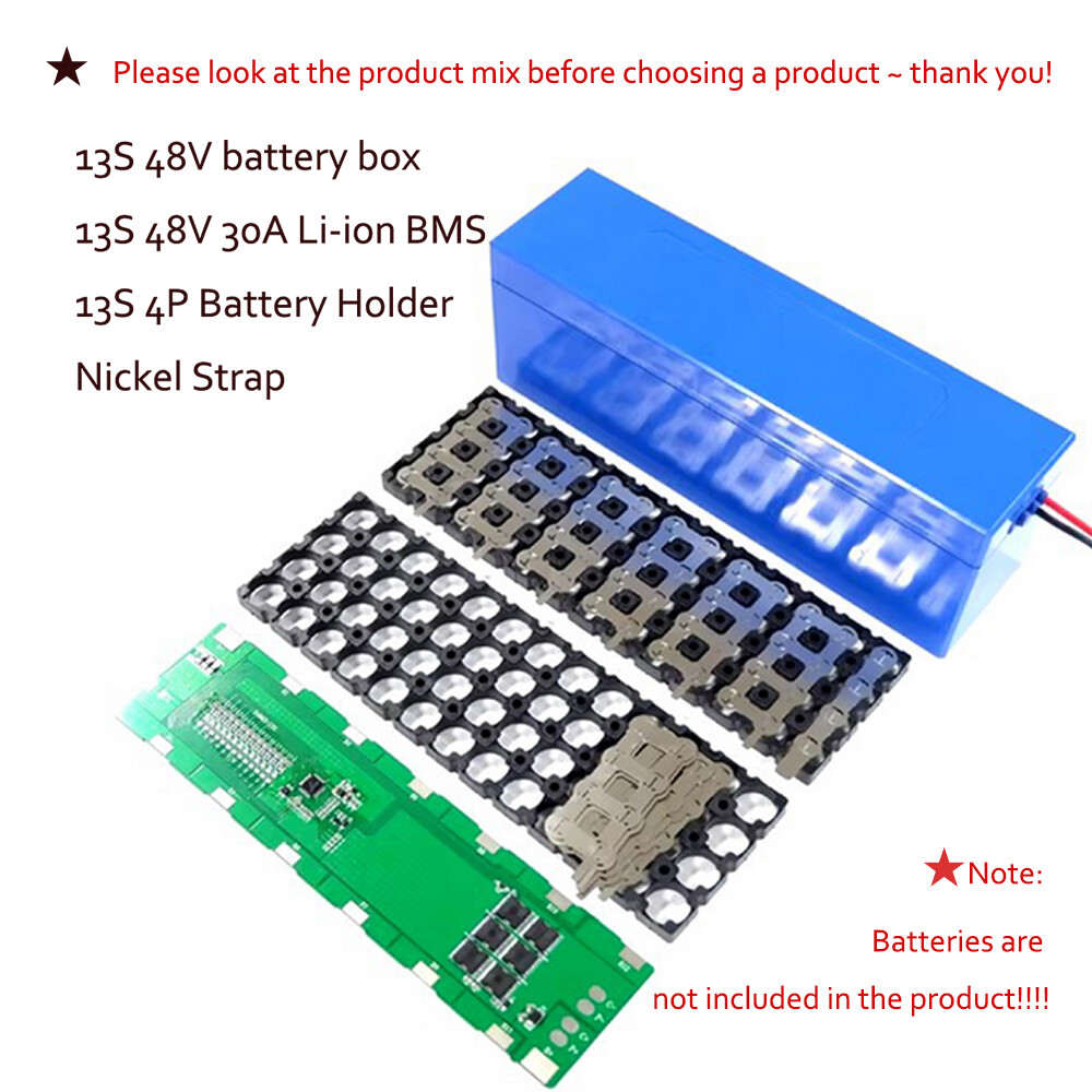 13S 4P 48V Li-ion Battery Box & holder , Strip Nickel , 13S 48V 30A BMS optional