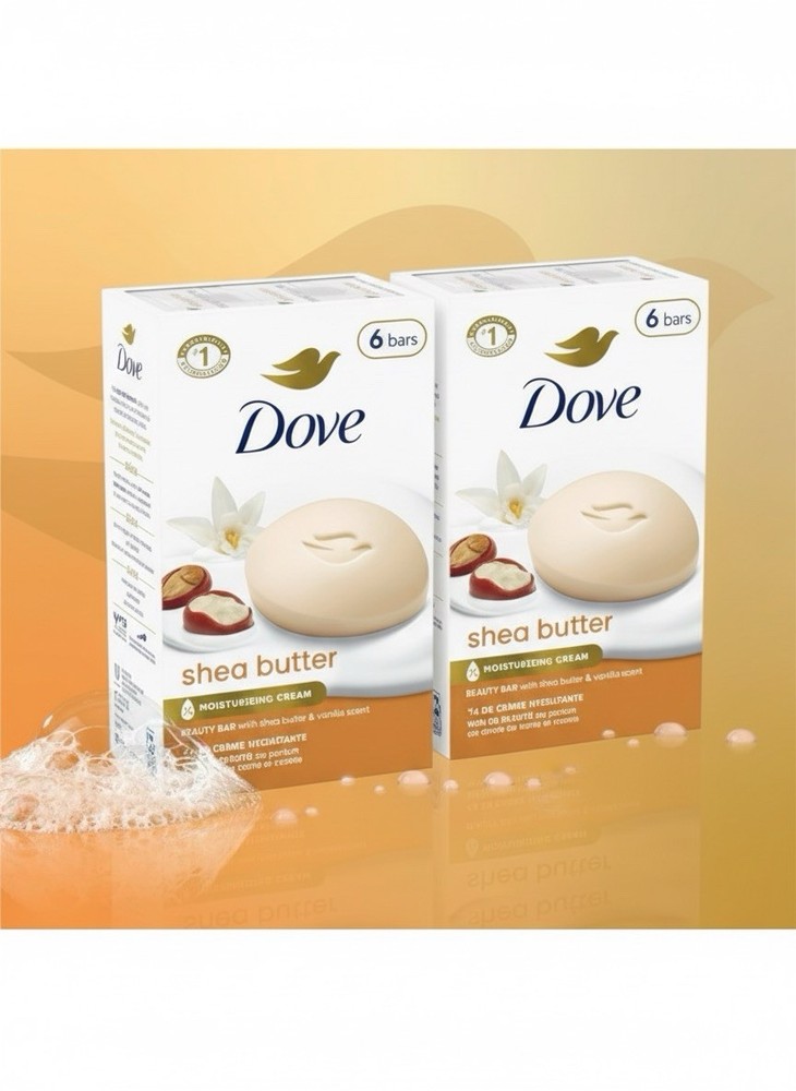 2 pack Dove Beauty Bar Soap Shea Butter 6 Count