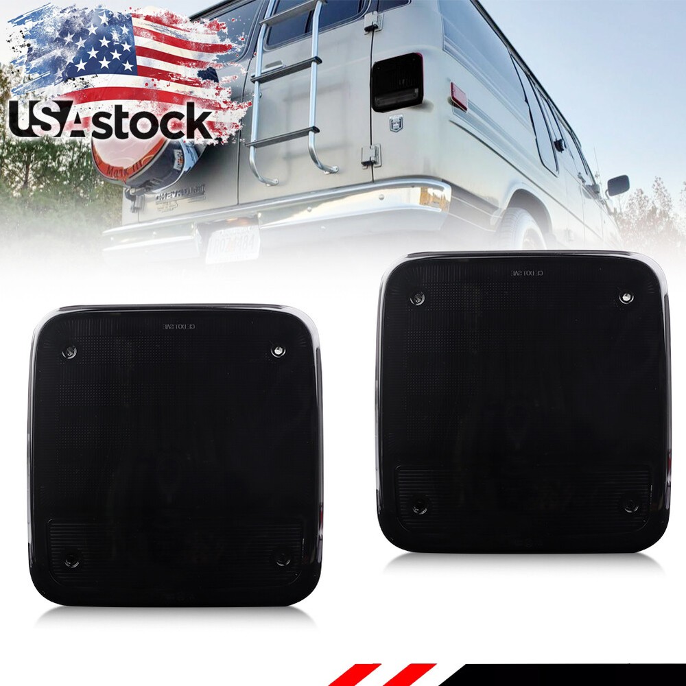 Smoked Rear Tail Lights For 1985-1995 Chevy G20 G30 & GMC G1500 G2500 G3500 Van