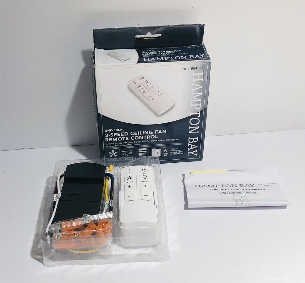 Hampton Bay White Universal 3-Speed Damp Rated Ceiling Fan Remote w/ Dimmer