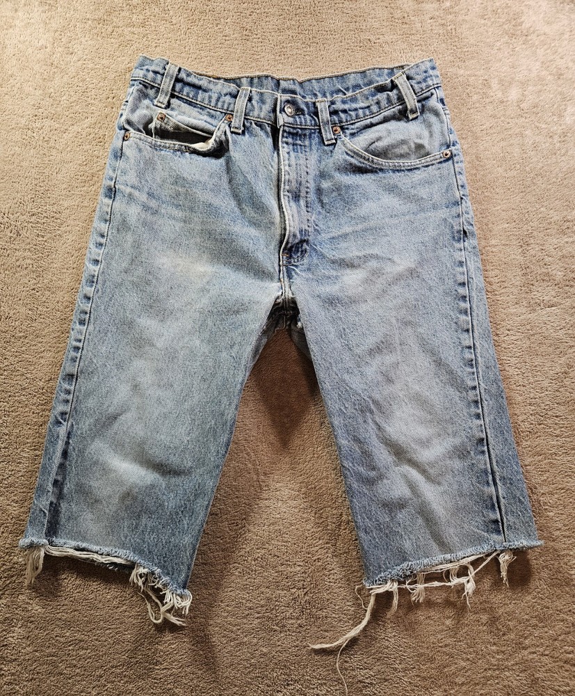 VIntage 80s 90s Levi's Orange Tab Cut Off Shorts Distressed Size 32
