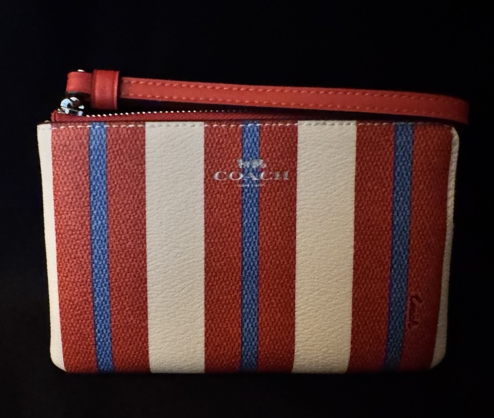 Coach Corner Zip Wristlet in Red White Blue - New With Tags  