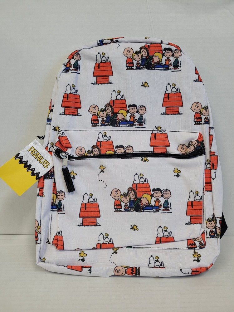 Large Backpack - Peanuts Snoopy Charlie Brown White 16