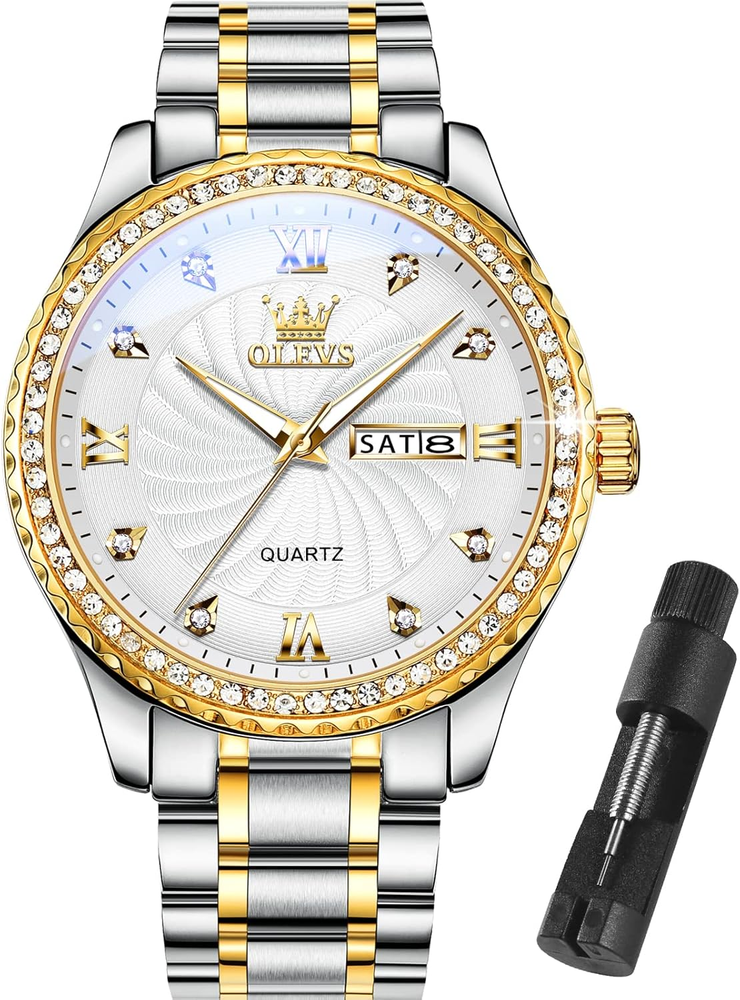 Mens Watches，Big Face Watches for Men，Mens Stainless Steel Band Watches，Mens Wat