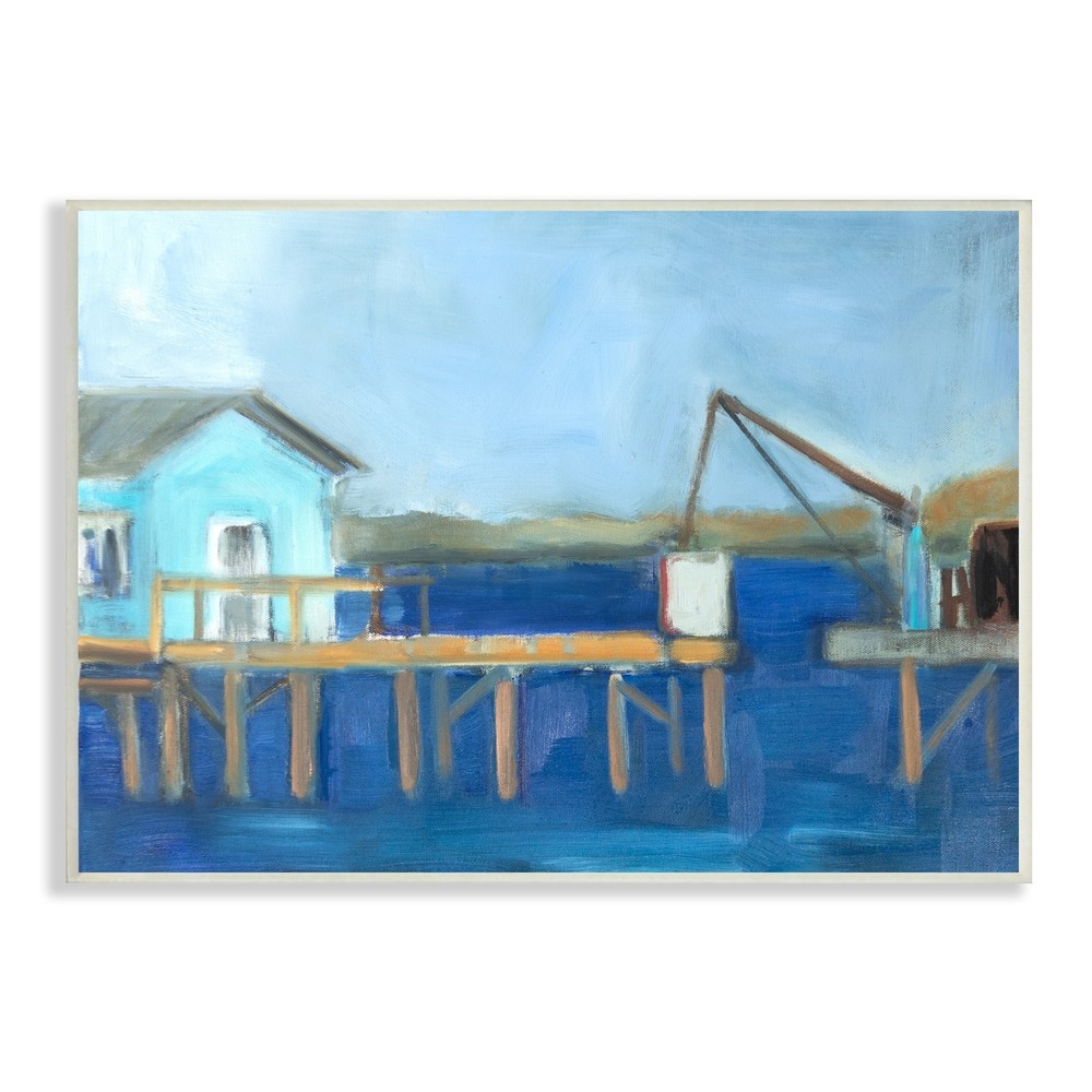 Stupell Fisherman's Work Station Abstract Coastal Town Blue 15 x 10