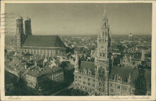 Ansichtskarte München Rathaus mit Frauenkirche 1928 (b121) -I