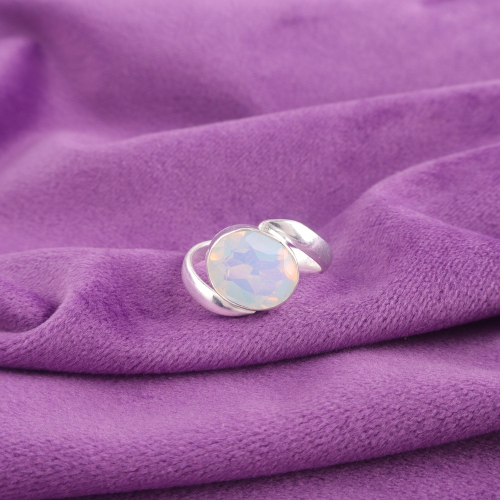 Sterling Silver Milky Opal October Birthstone Ring for Wives, All Sizes Available