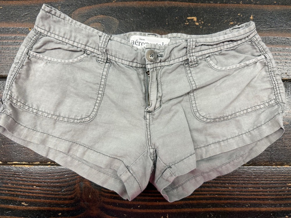 Vintage Y2K Aeropostale Low Rise Shorts Grey 1/2 90s Micro Preppy