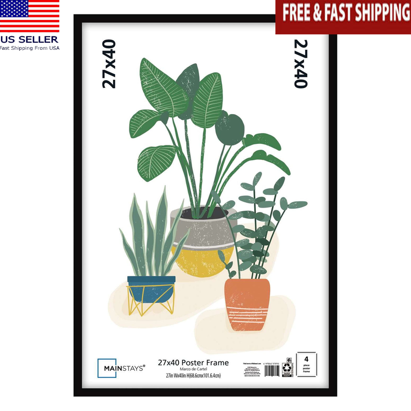 Lightweight Plastic Black Poster Frame 27x40 New Displays Art Prints Photos