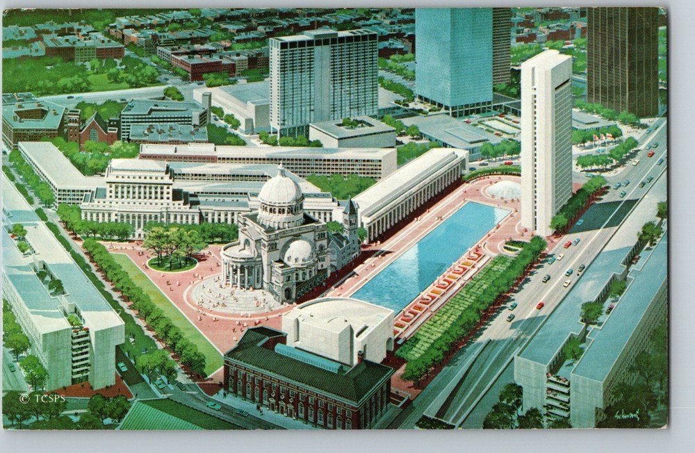 1969 Aerial View of Christian Science Church Center Mother Church Boston MA Postcard