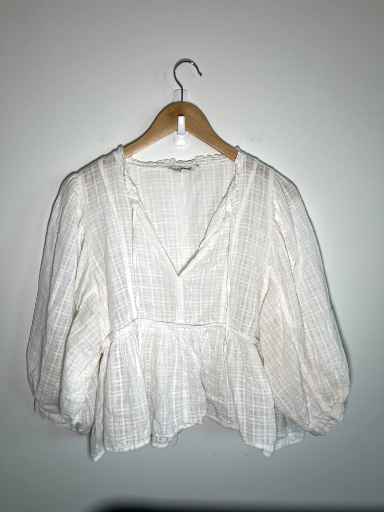 Womens Babydoll Top Forest Fairy Cottage Flowy White Medium 100% Cotton