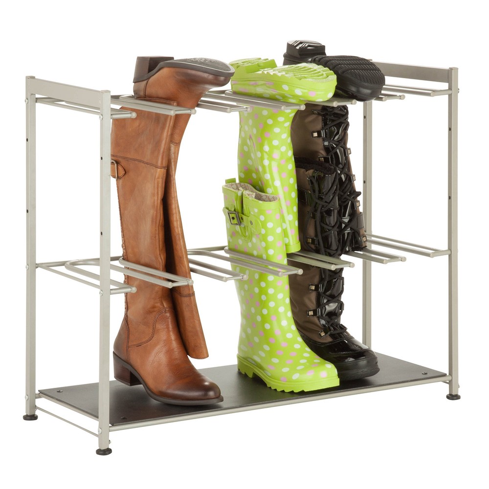 Honey-Can-Do 6-Pair Silver Boot Rack 27.5 x 10.75 x 22.5 Inches