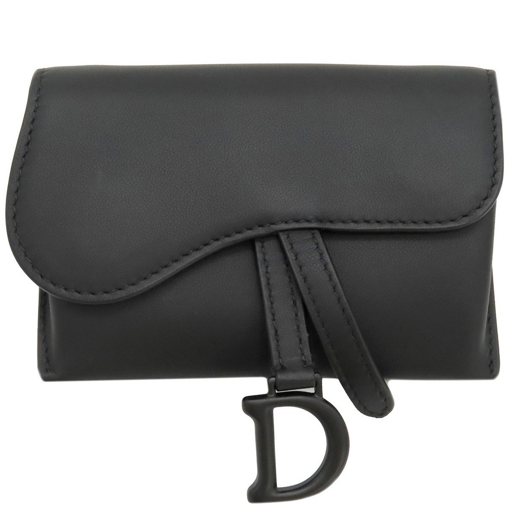 Dior Saddle Nano Chain Wallet in Black Leather 678479