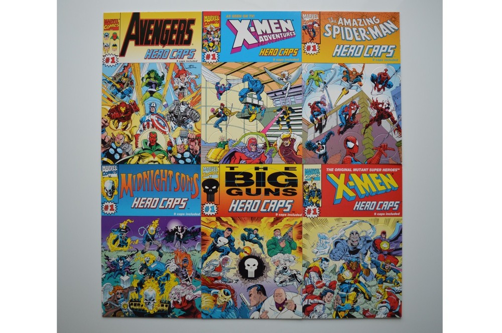 Marvel Comics Number 1 Series Hero Caps Complete Set Pogs  54/54