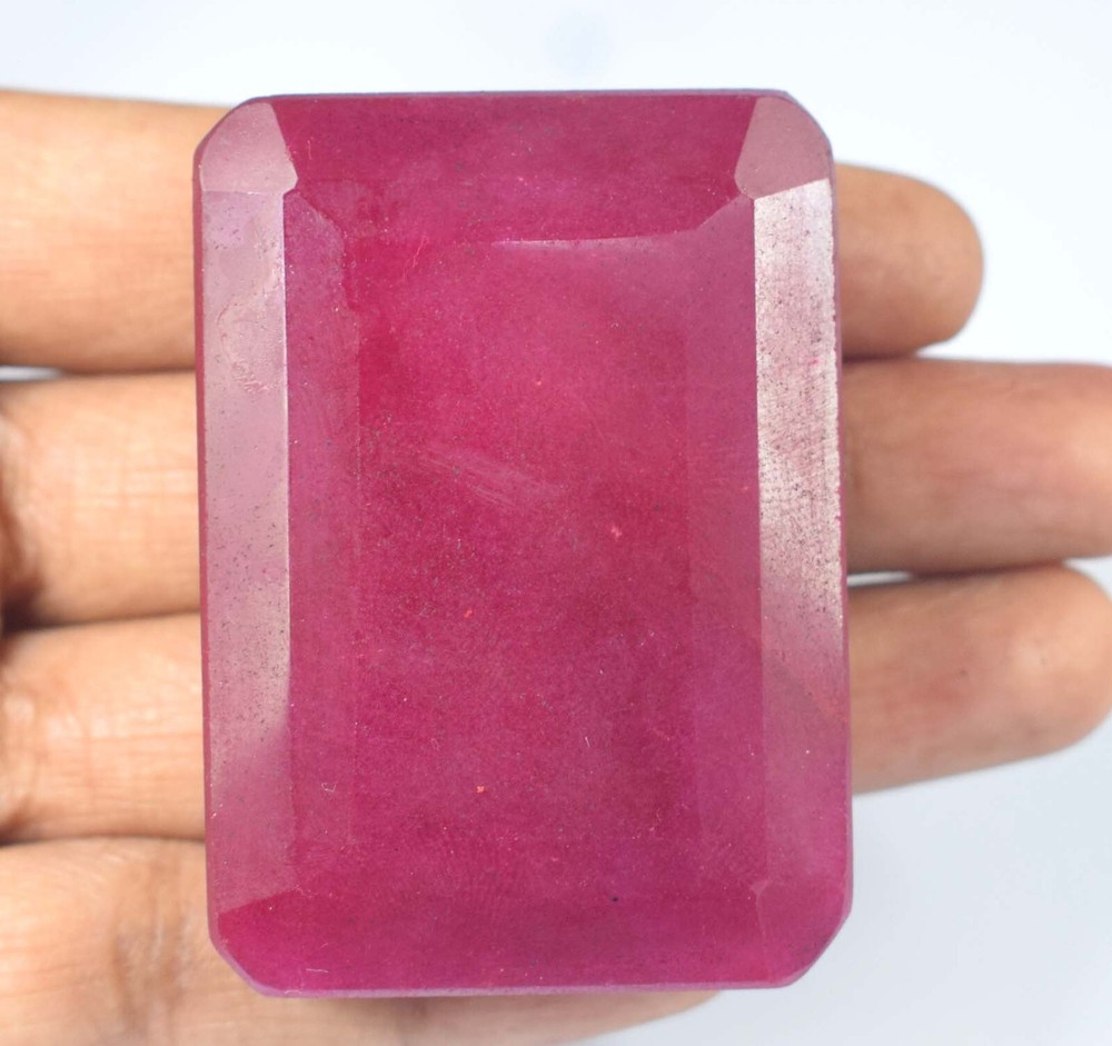 Natural African Big Size Red Ruby Emerald Cut Certified Gemstone KH05