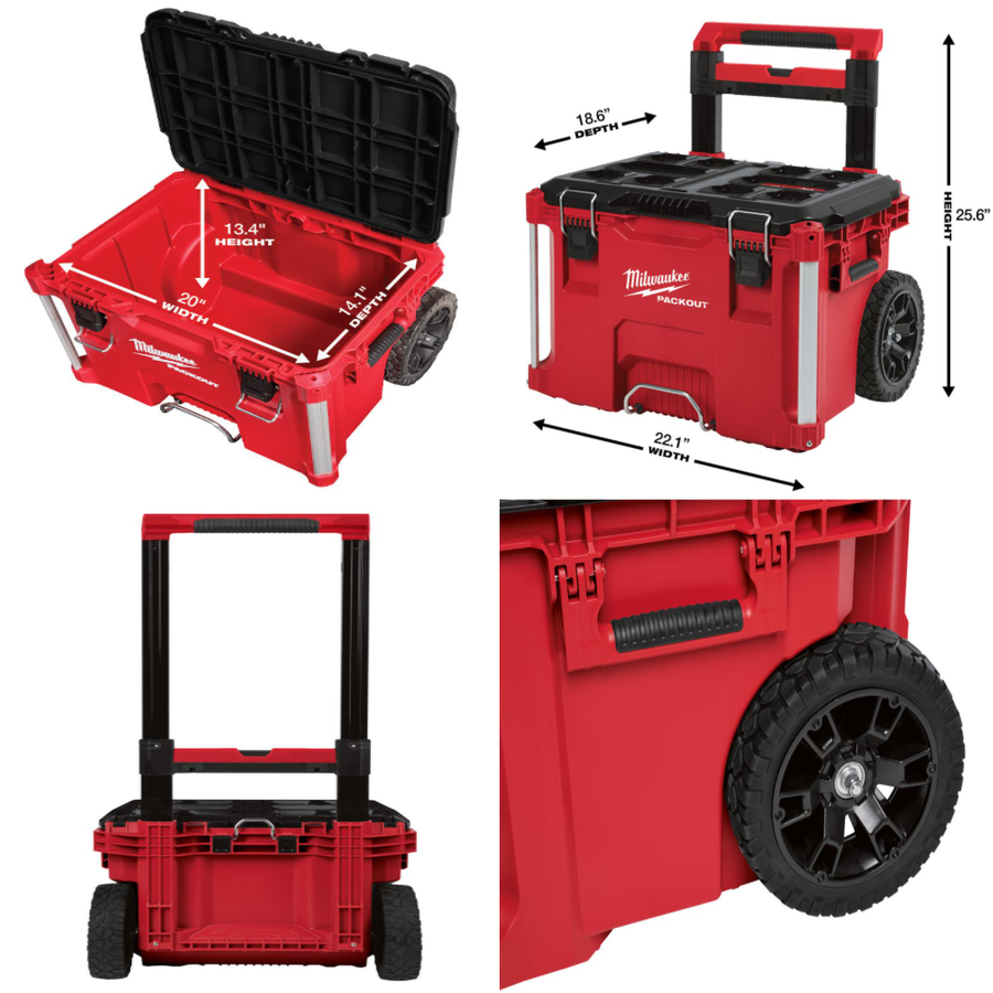 Milwaukee PACKOUT 22-Inch Rolling Tool Box Black Red 48-22-8426
