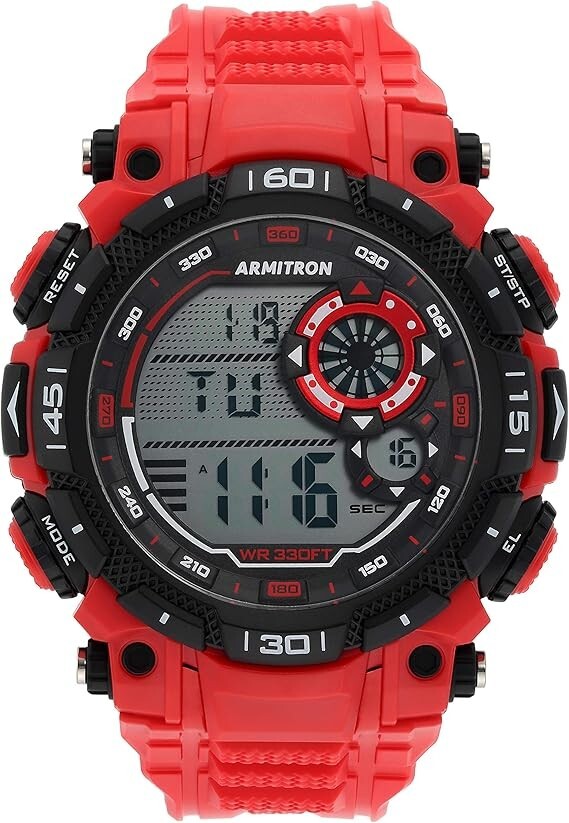 Armitron Sport Men's Digital Chronograph Resin Strap Watch, 40/8397 (Red)...