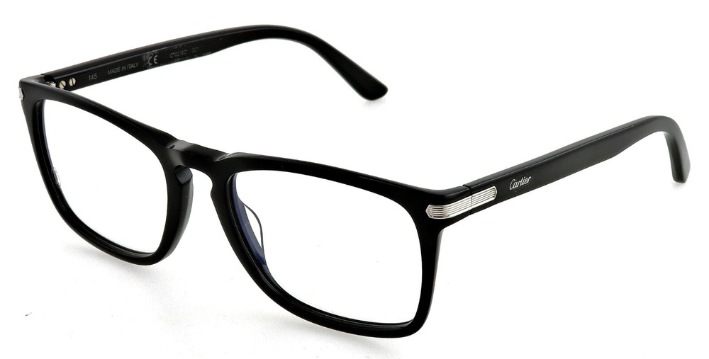 New Cartier CT0019O Black Square Unisex Eyeglass Frames 53mm Made in Italy