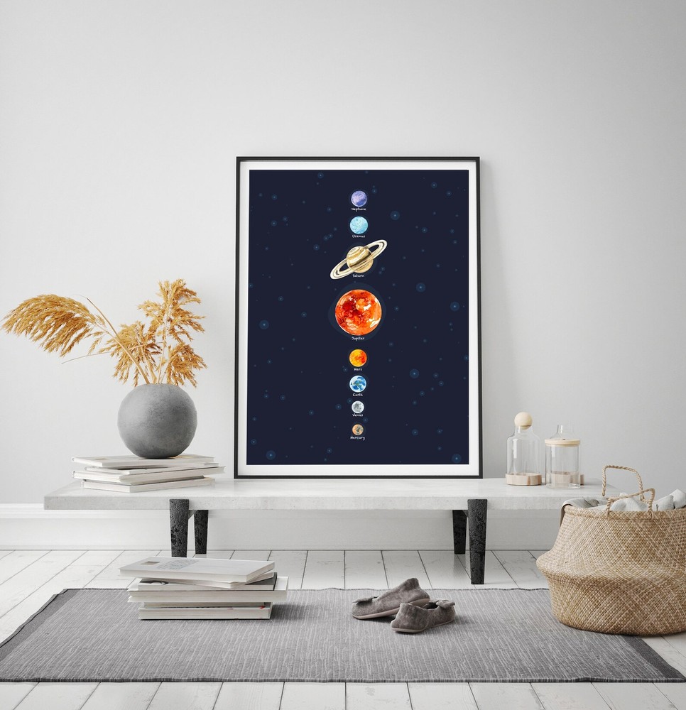 Solar System Wall Art Black And White Planets Space Poster The Solar System