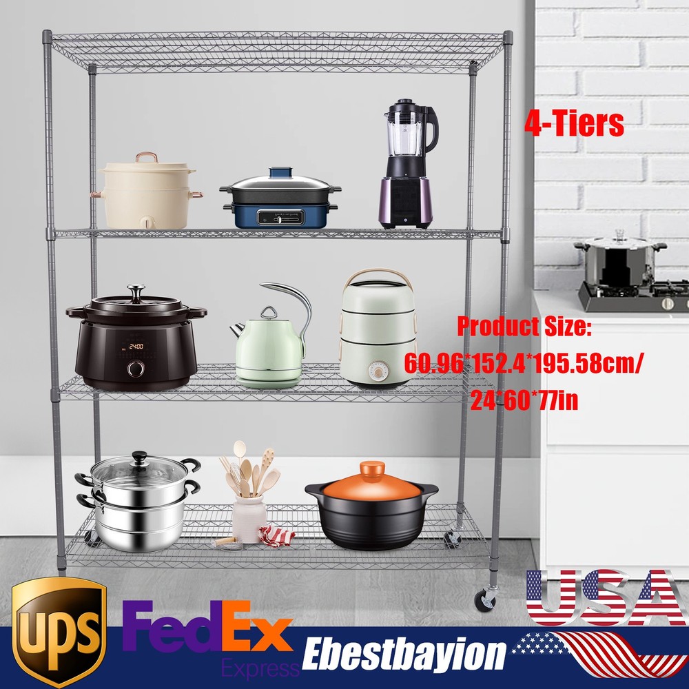 4-Shelf Heavy Duty Adjustable Storage Rack 60x24x77 Inches