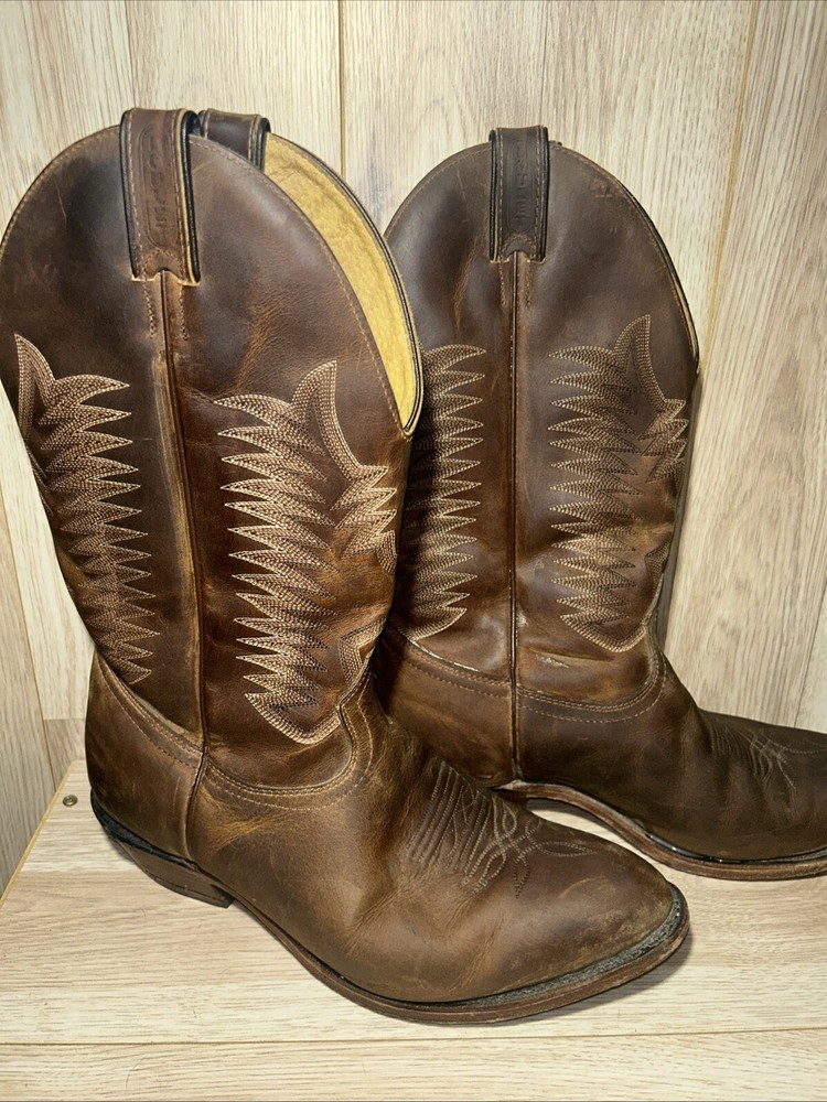 Boulet 1828 Dark Brown Leather Cowboy Western Boots Men's Size 9.5 5E S