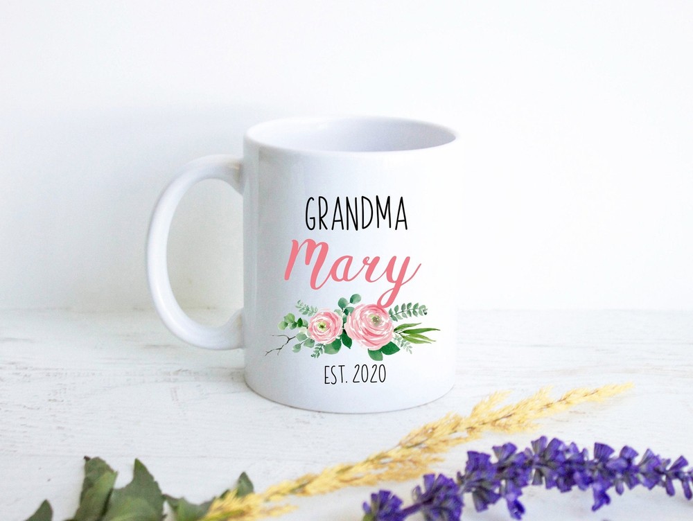 Pink Floral Personalized Grandma Mug Gift Grandma Mug Gift For Grandma Pregnancy