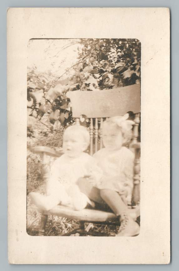 Blurry Vintage 1910s Out of Focus Kids RPPC Antique Photo Postcard