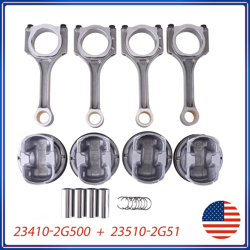 4PCS Hyundai Sonata Sorento Optima 2.4L Connecting Rod & Piston Kit 2011-19
