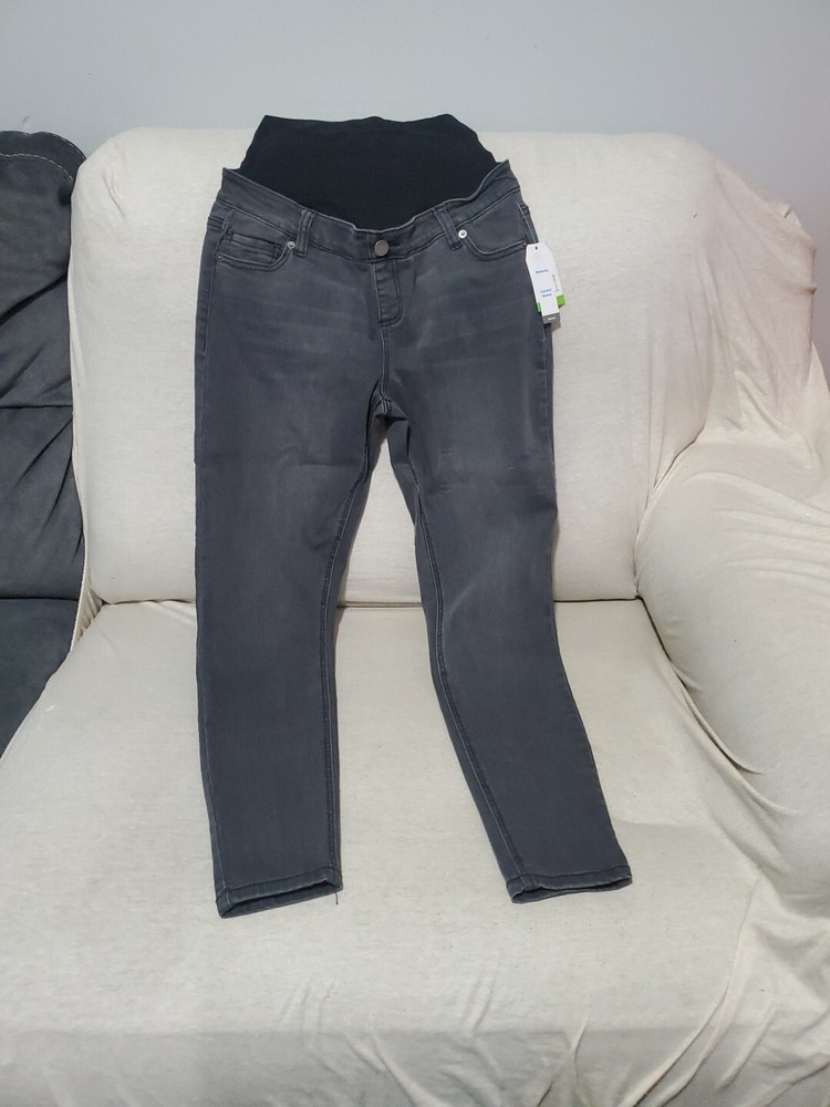 Time and Tru Maternity Grey Stretch Skinny Jeans Full Panel Size Small 4-6