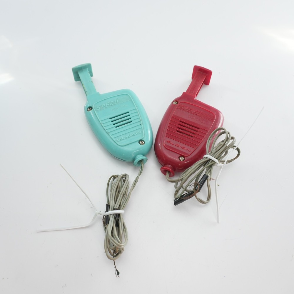 Vintage 1960s ELDON HO Scale Slot Car Track Set with 2 Speed Controllers