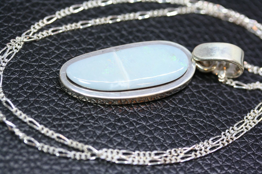 New Fire Opal 925 Sterling Silver Pendant Necklace 45CM 18