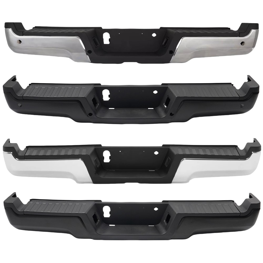 For 2017-2022 Ford F-250 F-350 Super Duty Rear Bumper Assembly Black/Chrome