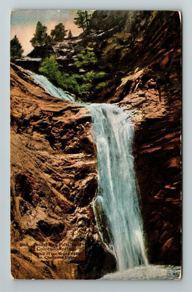 Colorado Springs CO-Colorado, Bridal Veil Falls, Scenic View, Vintage Postcard