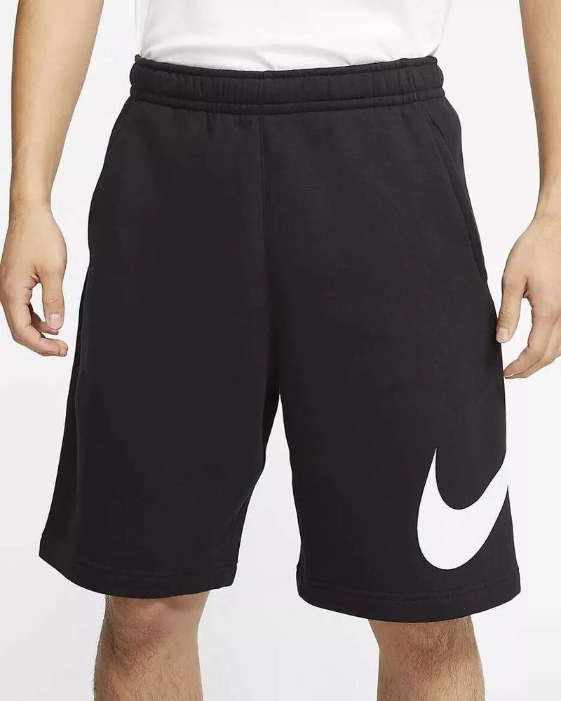 Nike Sportswear Club Swoosh Graphic Shorts Black BV2721-010 Men's Sizes XL-2XL
