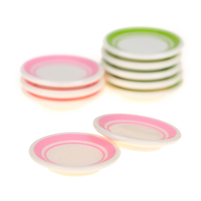 5pcs 1:12 Miniature Colorful Plate Dishes for Dollhouse Kitchen Accessories