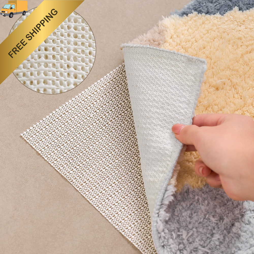 TJWODO 3X5 FT Non-Slip Rug Pad Gripper for Hardwood Floors, 3'x5', White