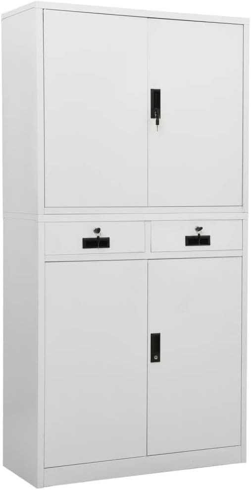 Lockable Metal Storage Cabinet with Adjustable Shelves for Home or Office