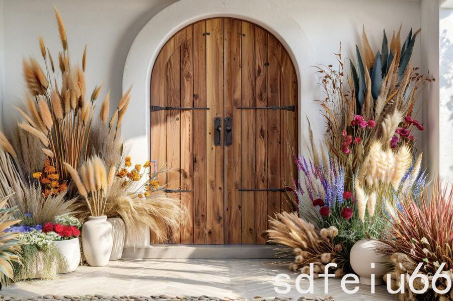 Bohemian Flowers Wedding Baby Shower Birthday Door Backdrop Photo Background