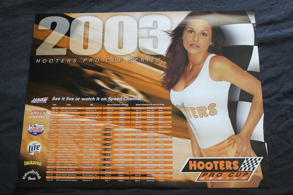 2003 Hooters Girl Lucas Oil Racing Miller Beer Poster Pro Cup Schedule