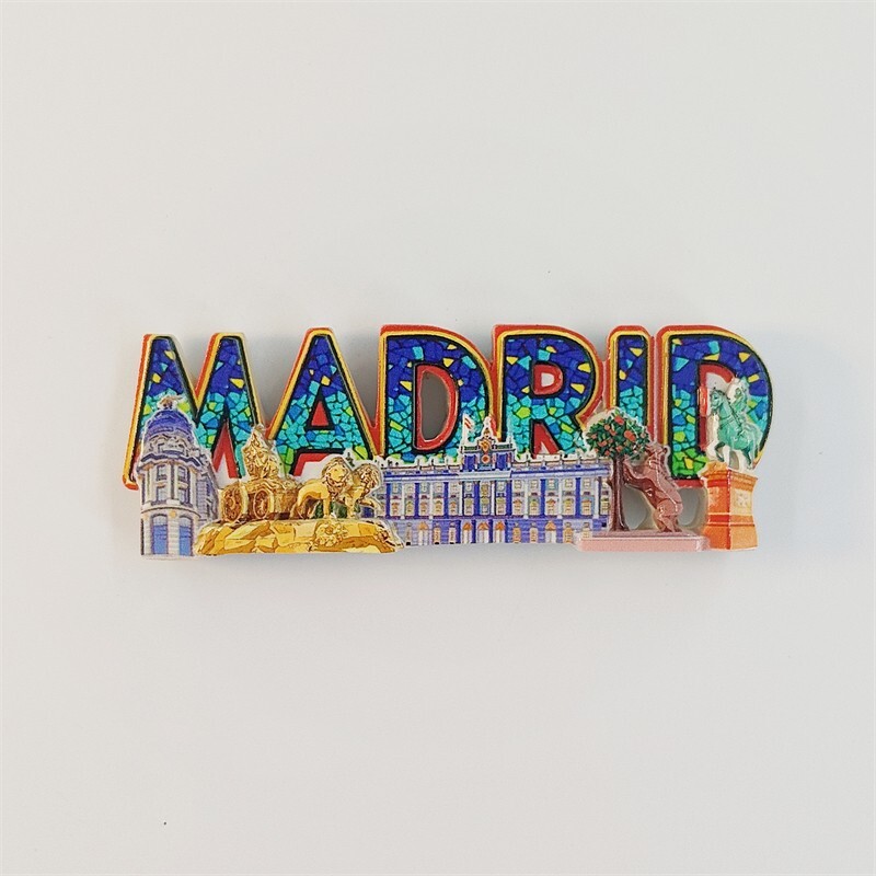 Madrid Spain Mosaic Letters Collectible Tourist Souvenir 3D Resin Fridge Magnet
