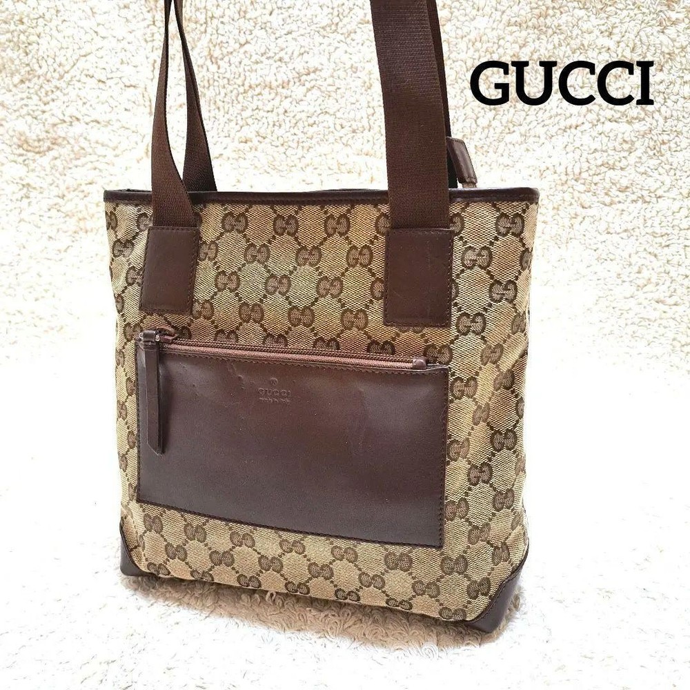 Gucci GG Canvas Tote Bag Shoulder Handbag Like New Condition