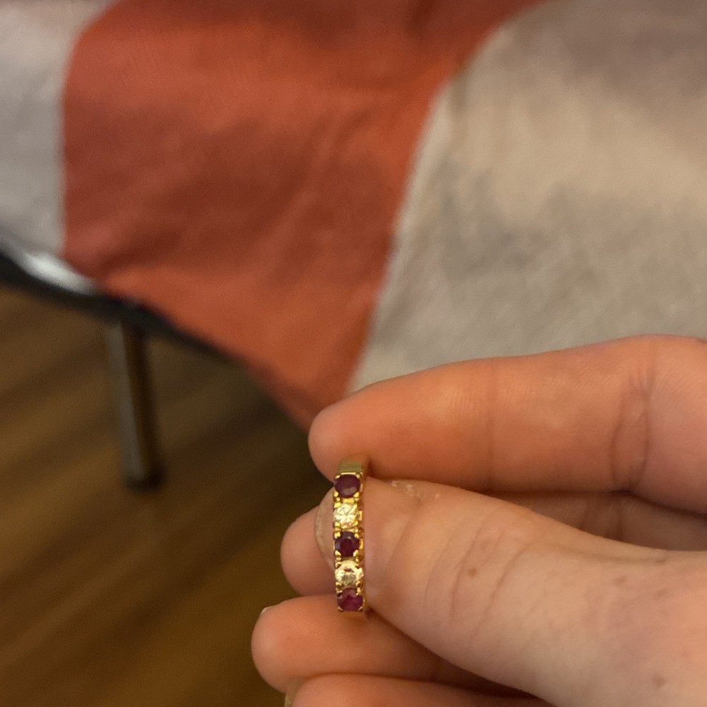 Yellow Gold Ring with Round Red Ruby Gemstone Solitaire Prong Setting