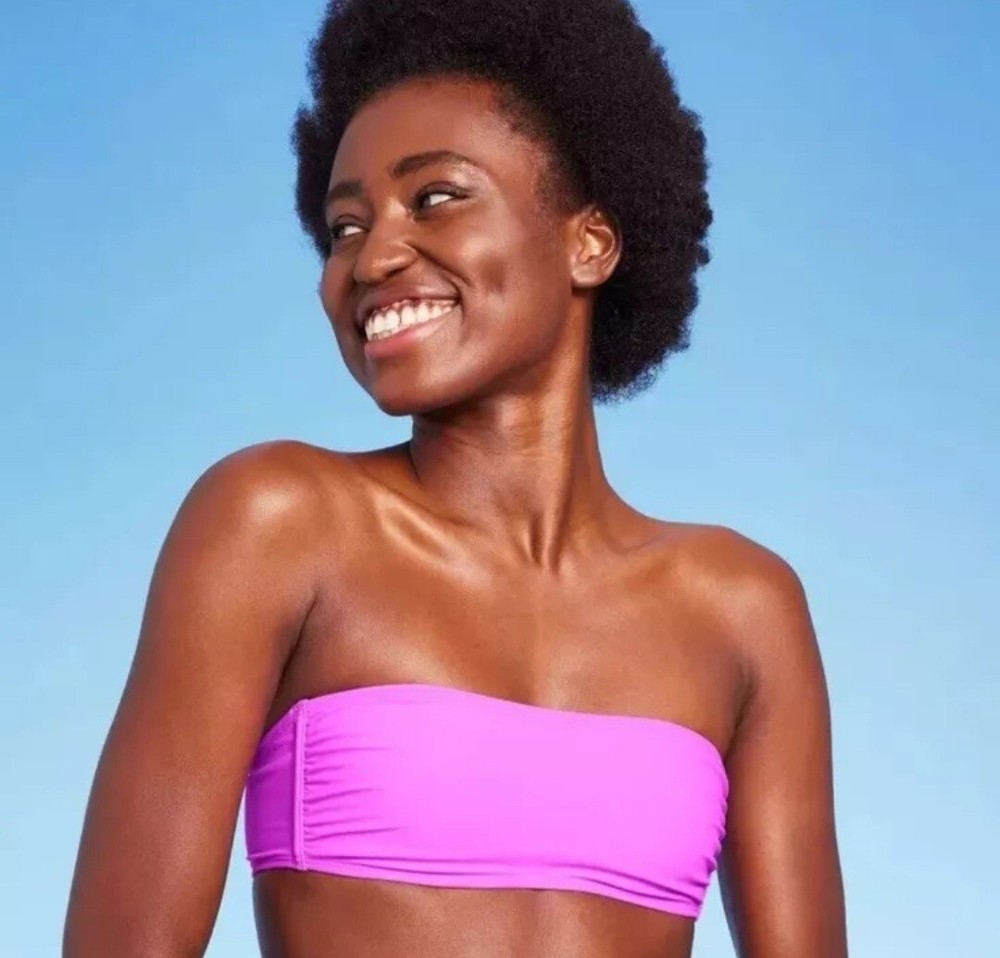 Wild Fable Women's XS 0-2 Bandeau Bikini Top Hot Orchid Purple Pull Over New