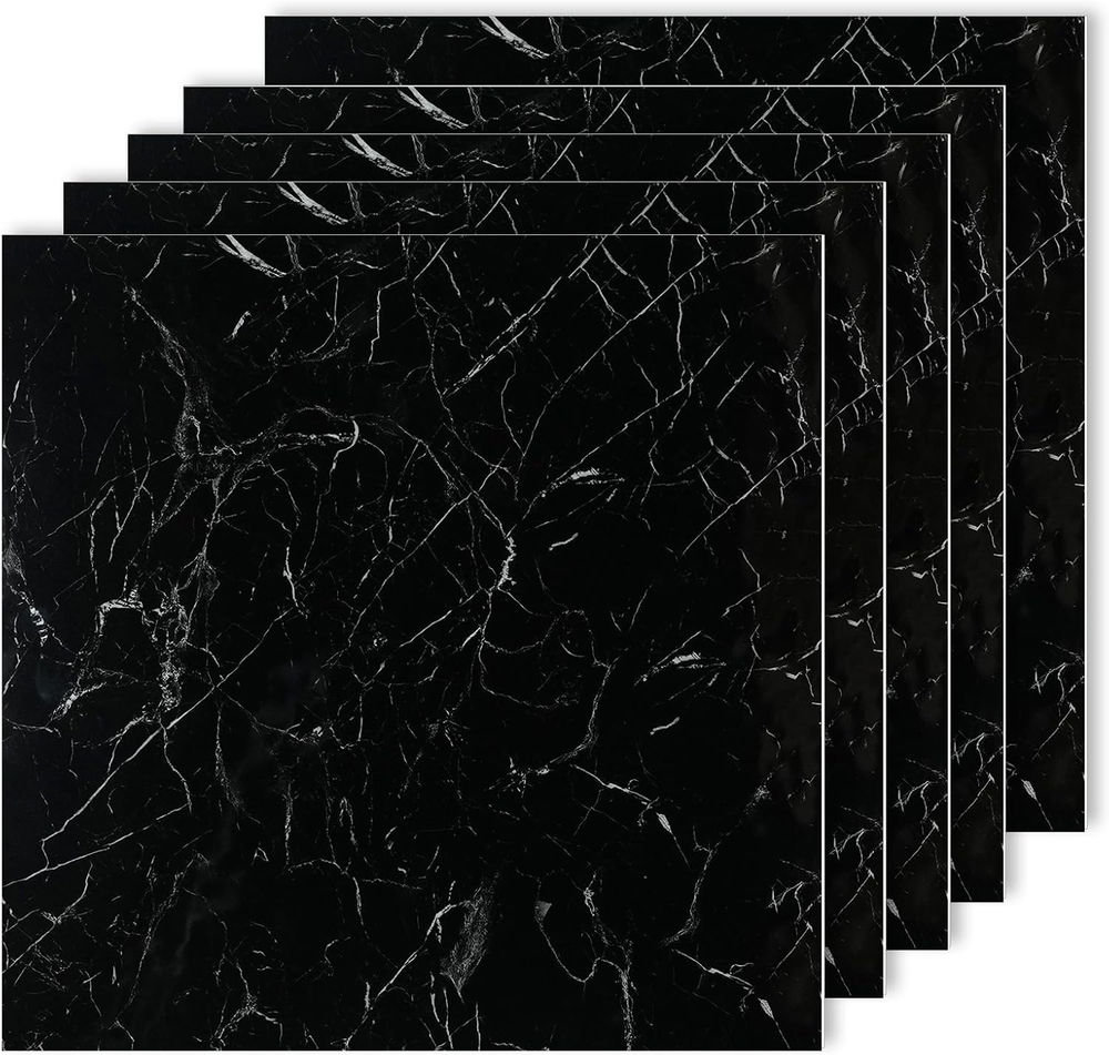 12 Black Peel and Stick Backsplash Tiles 11.8x11.8 Inch Self-Adhesive Wall Tiles