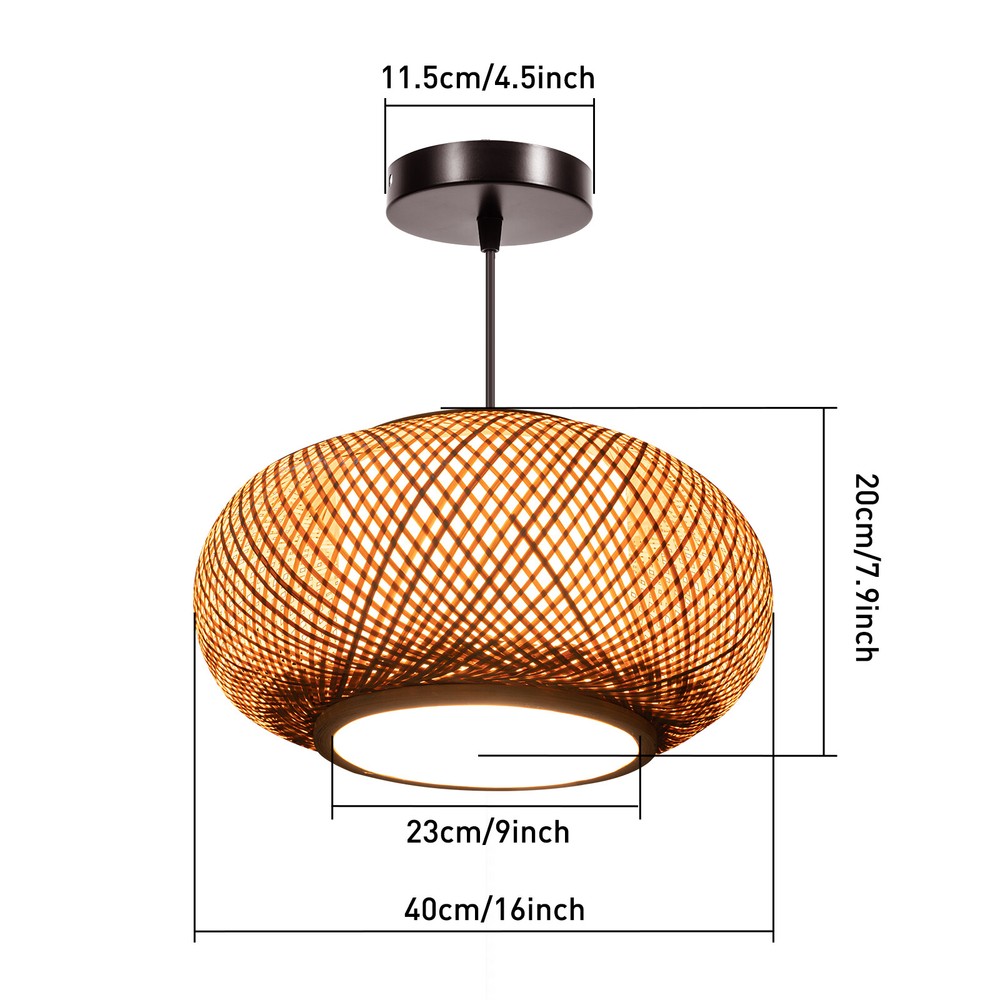 Asian Bamboo Wicker Rattan Shade Pendant Light Fixture Art Hanging Ceiling Lamp