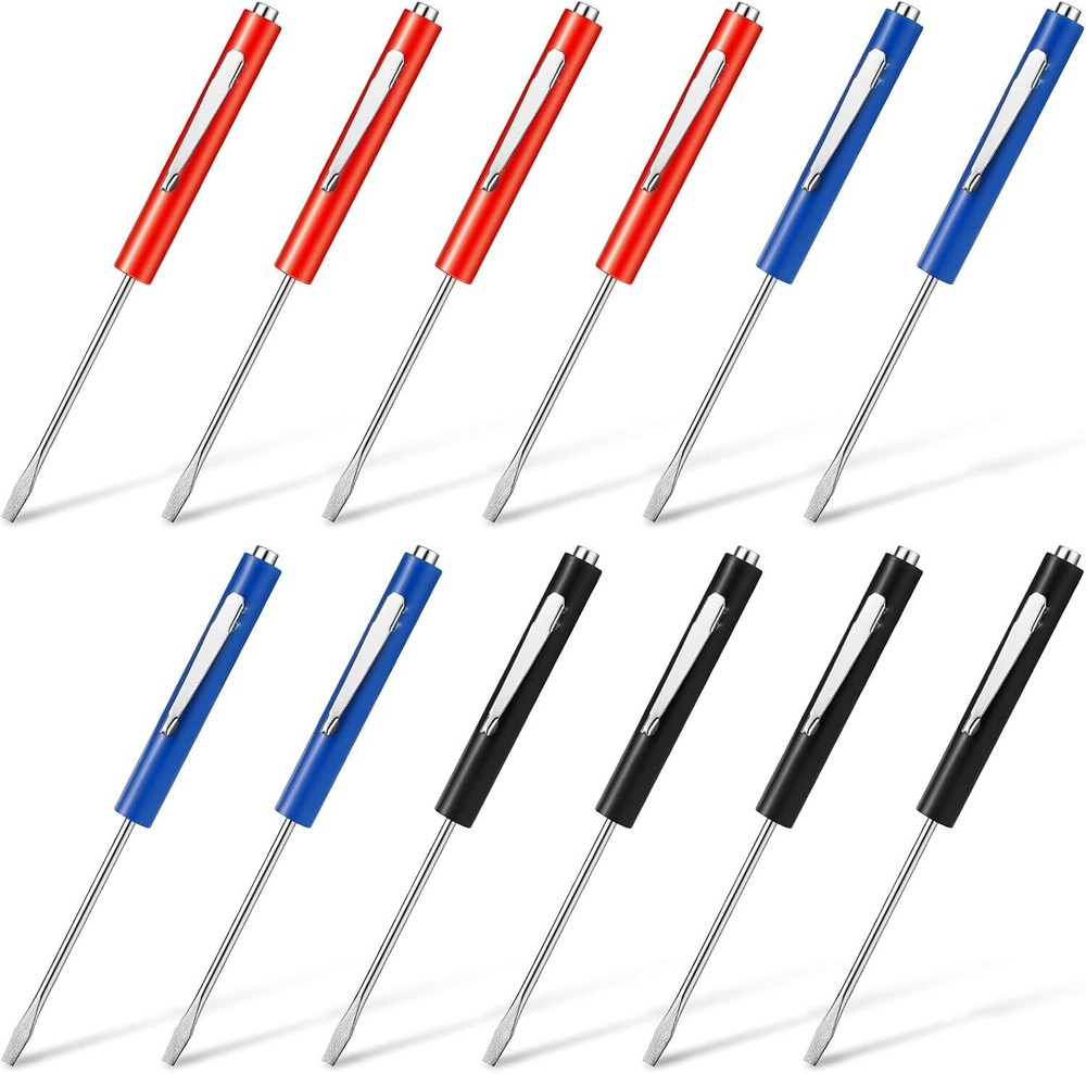 2 & 12 Pocket Screwdriver Magnetic with Single Blade Flat Head Mini Tops and Poc